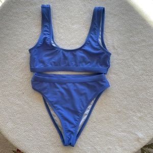 Fashion Nova Blue Bikini Ribbed Material Small